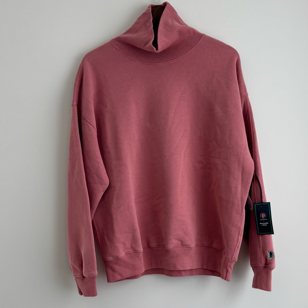 Abercrombie & Fitch Men's Dusty Rose Turtleneck Sweatshirt